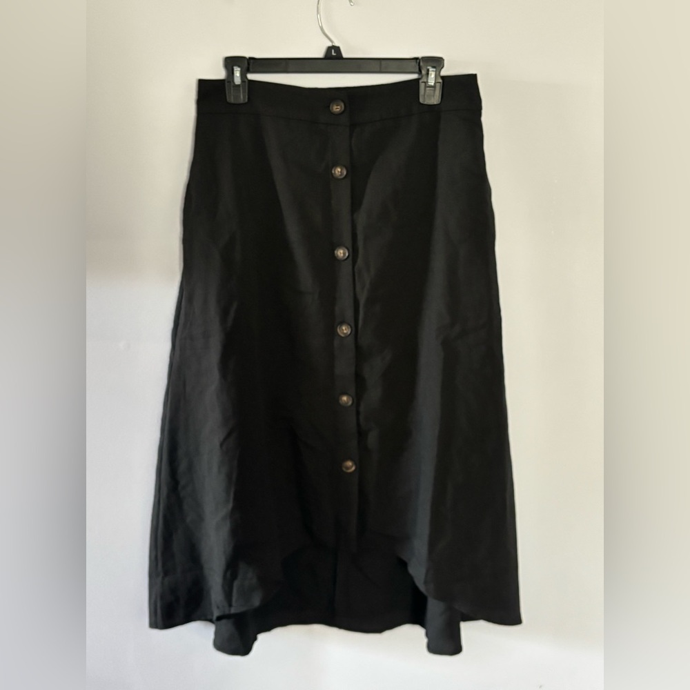 Black Button-Down Women's High-Low Skirt Size Large